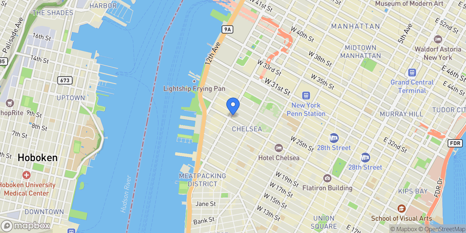 Map showing London Terrace, 465 W 23RD ST, New York, New York, United States.