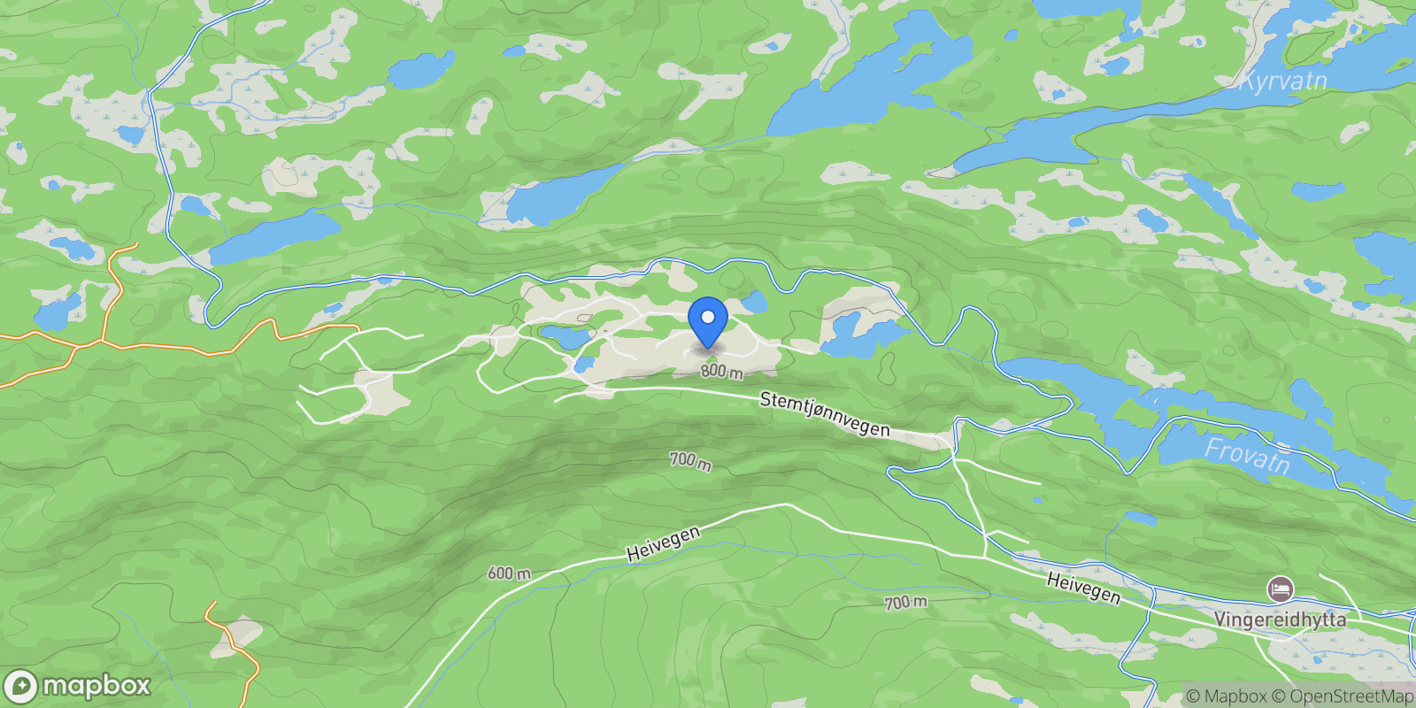 Map showing Stemtjønnvegen 121, 3854 Nissedal, Norway, Nissedal, Telemark, Norway.