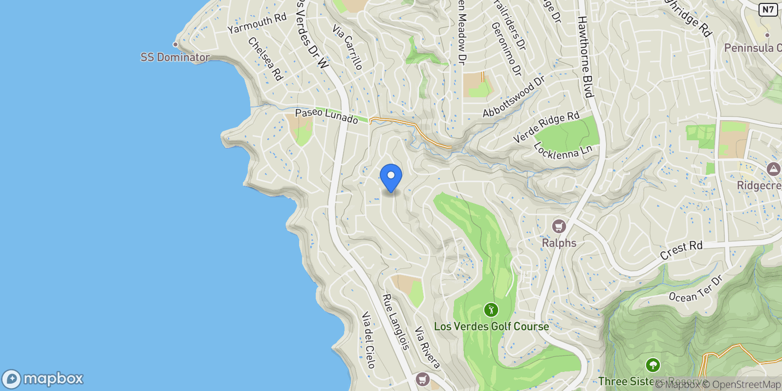 Map showing 30031 Vía Borica , Rancho Palos Verdes, CA 90275, Rolling Hills, California, United States.