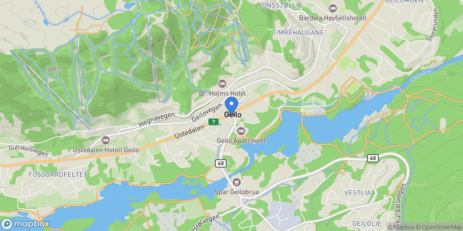 Map showing Geilo, Norway, Geilo, Viken, Norway.