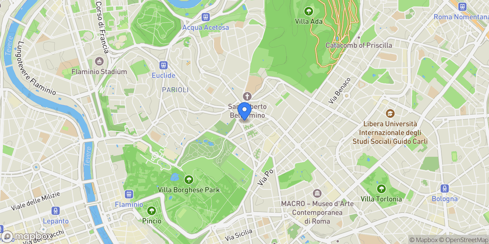 Map showing Via Emilio de Cavalieri, 7, 00198 Roma RM, Italy, Rome, Lazio, Italy.
