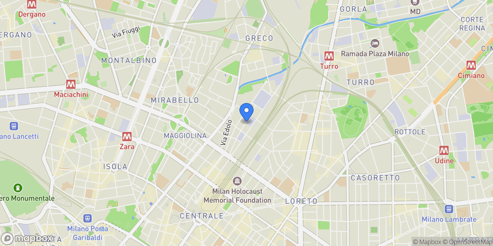 Map showing Via Cristoforo Gluck, 46, 20125 Milano MI, Italy, Milan, Lombardy, Italy.