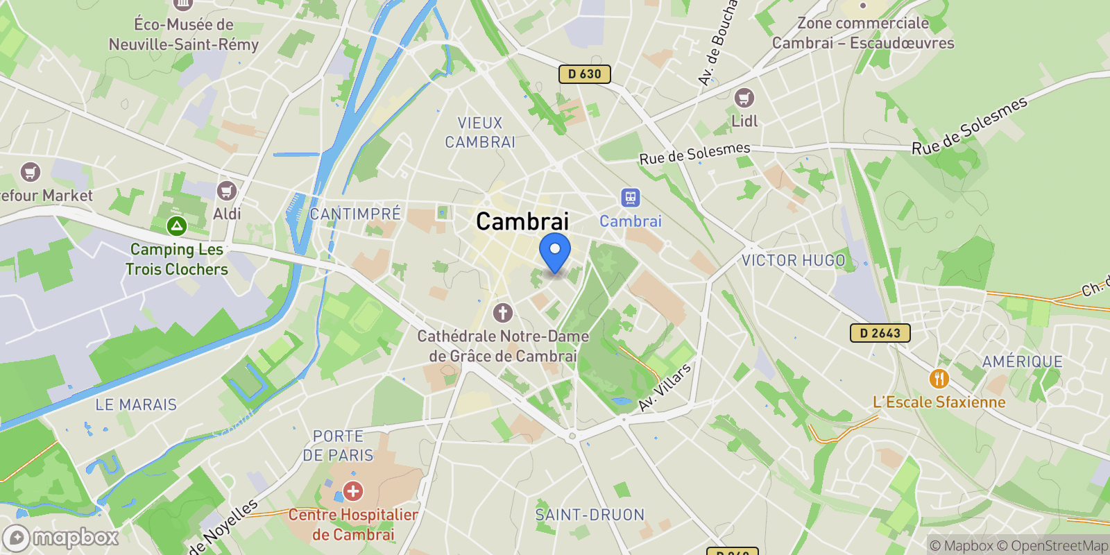 Map showing Cambrai, Cambrai, Cambrai, Hauts-de-France, France.