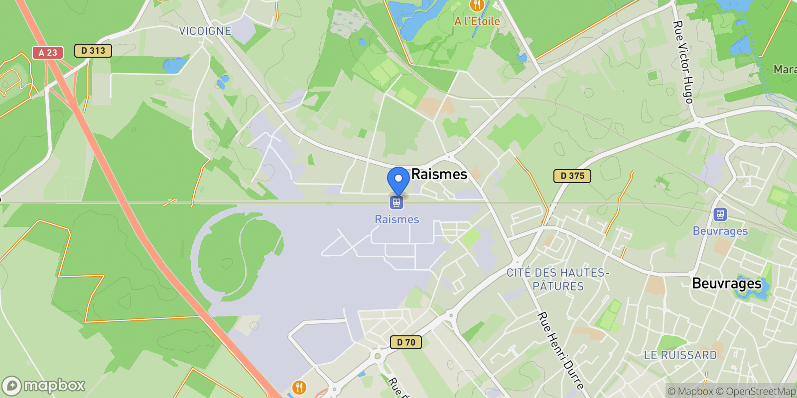 Map showing Raismes, Raismes, Raismes, Hauts-de-France, France.