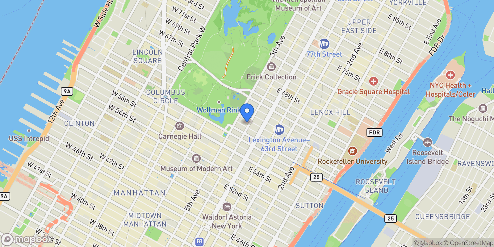 Map showing Carlton House, 21 E 61ST ST, New York, New York, United States.