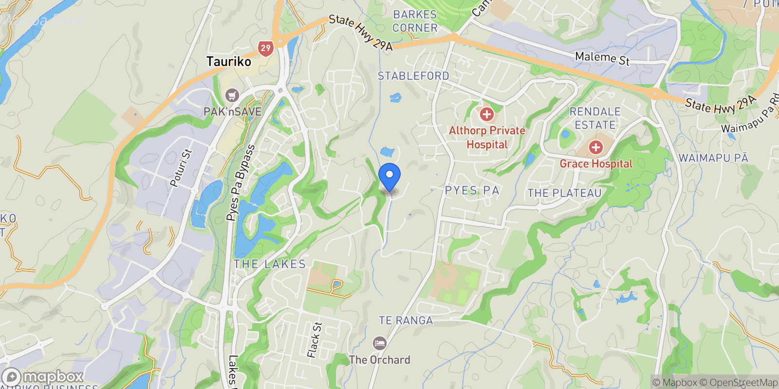 Map showing Pengary Lane, Pyes Pa, Tauranga 3112, New Zealand, Tauranga, Bay of Plenty, New Zealand.