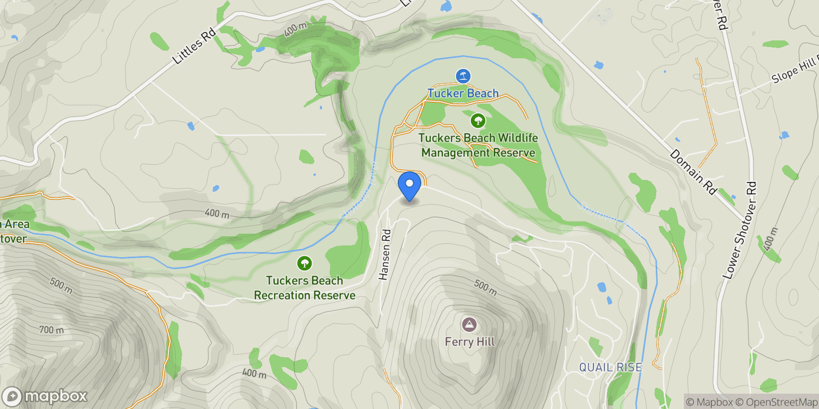 Map showing 291 Tucker Beach Road, Lower Shotover, Queenstown 9371, New Zealand, Queenstown, Otago, New Zealand.
