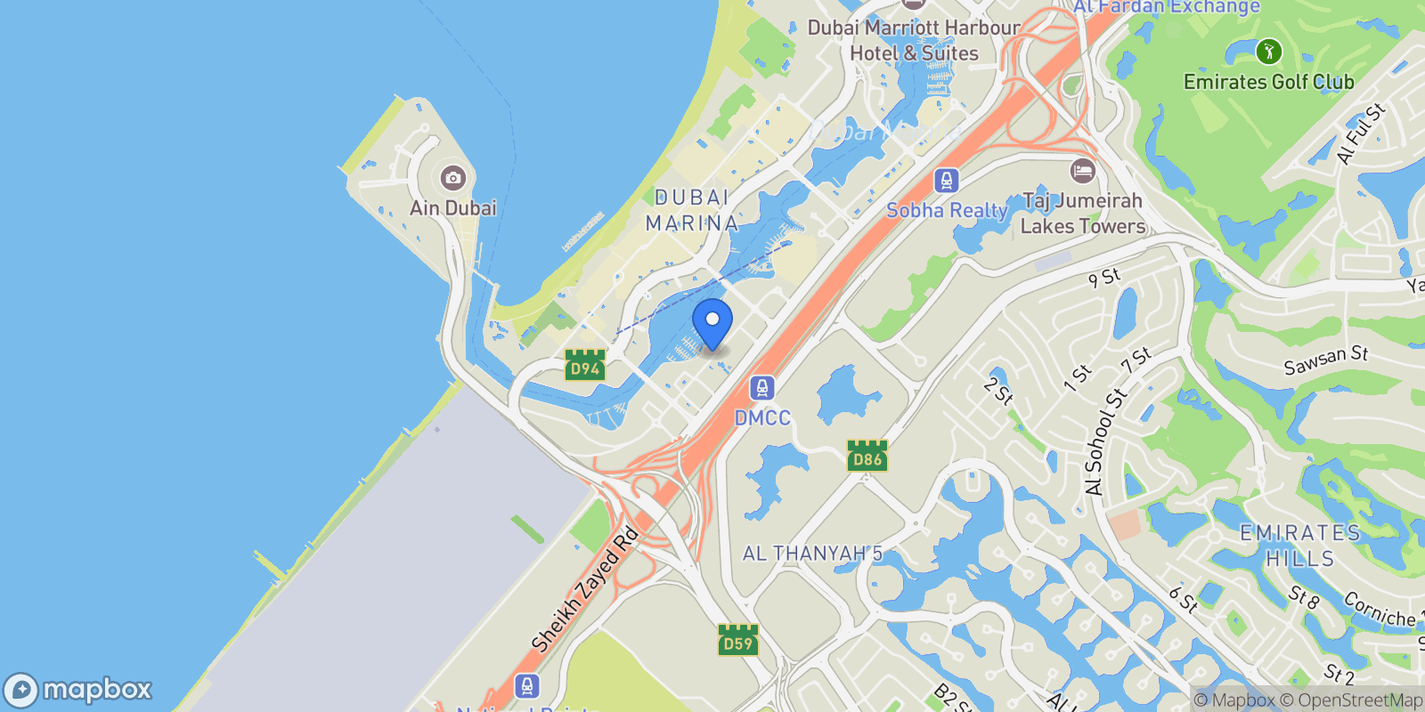 Map showing Dubai - Dubai Marina - Dubai - United Arab Emirates, Dubai, Dubai, United Arab Emirates.