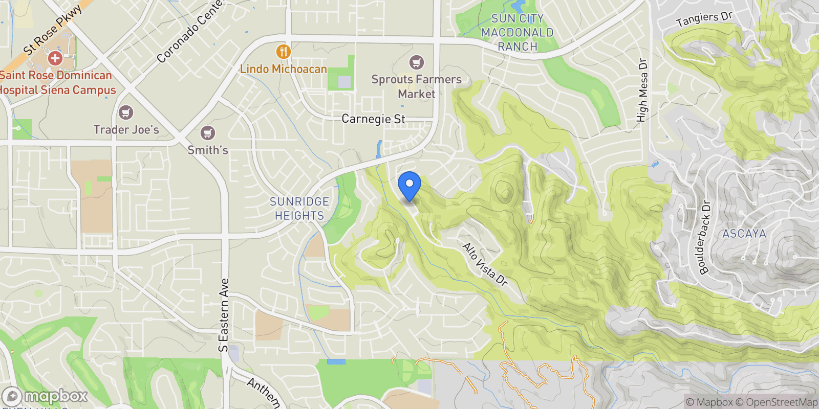 Map showing 917 Vegas View Drive, Henderson, Nevada, United States.