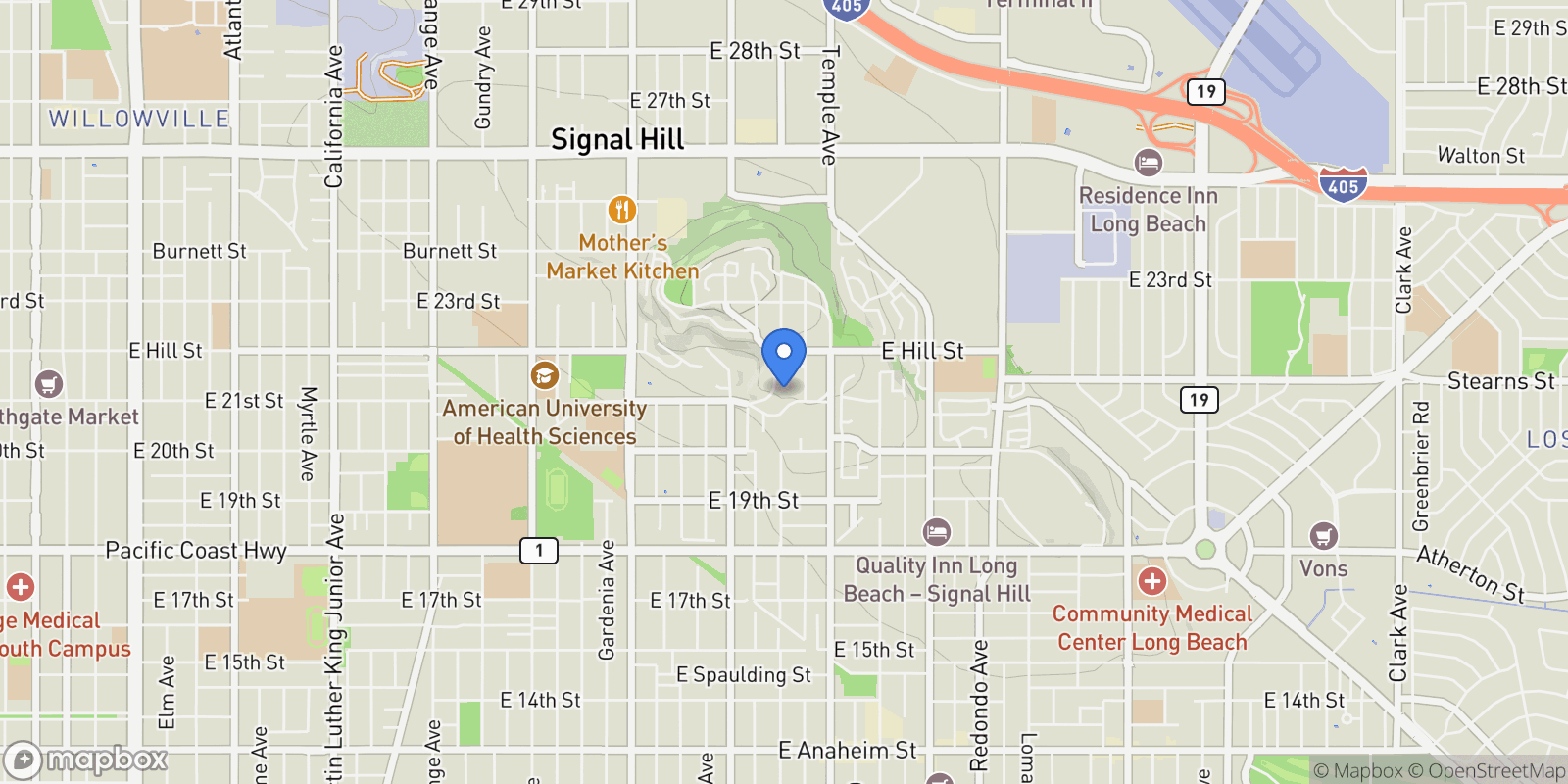 Map showing 2104 Stanley Avenue, Signal Hill, CA 90755, Signal Hill, California, United States.