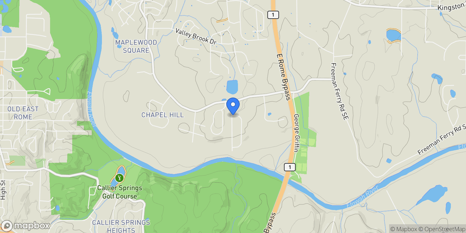 Map showing Rome, Georgia, United States.