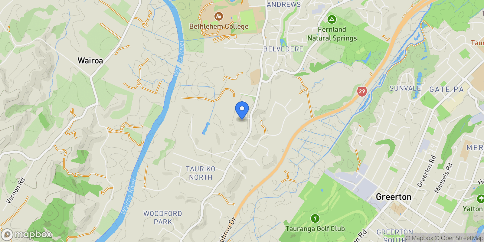 Map showing 5 Sunny Downs Drive, Tauriko, Tauranga 3110, New Zealand, Tauranga, Bay of Plenty, New Zealand.