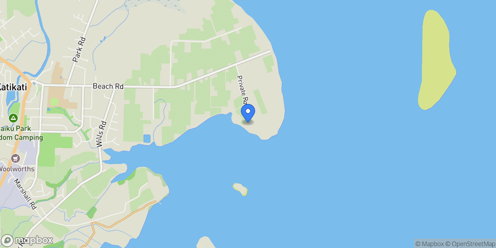 Map showing 258E Beach Road, Katikati 3178, New Zealand, Katikati, Bay of Plenty, New Zealand.