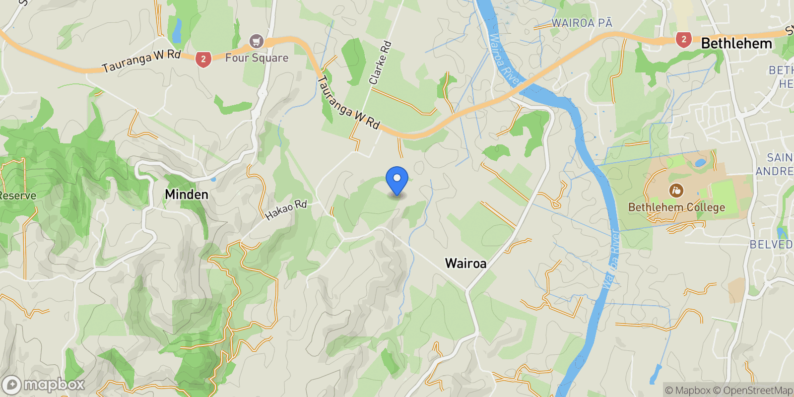 Map showing 80 Oliver Road, Wairoa 3171, New Zealand, Minden, Bay of Plenty, New Zealand.