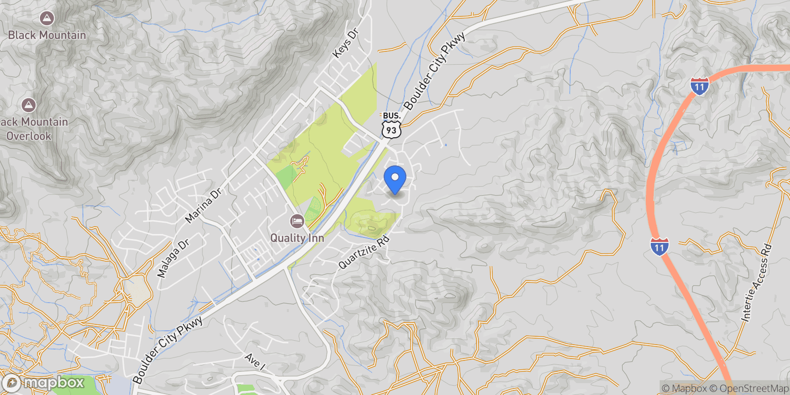 Map showing 210 Red Rock Road, Boulder City, Nevada, United States.