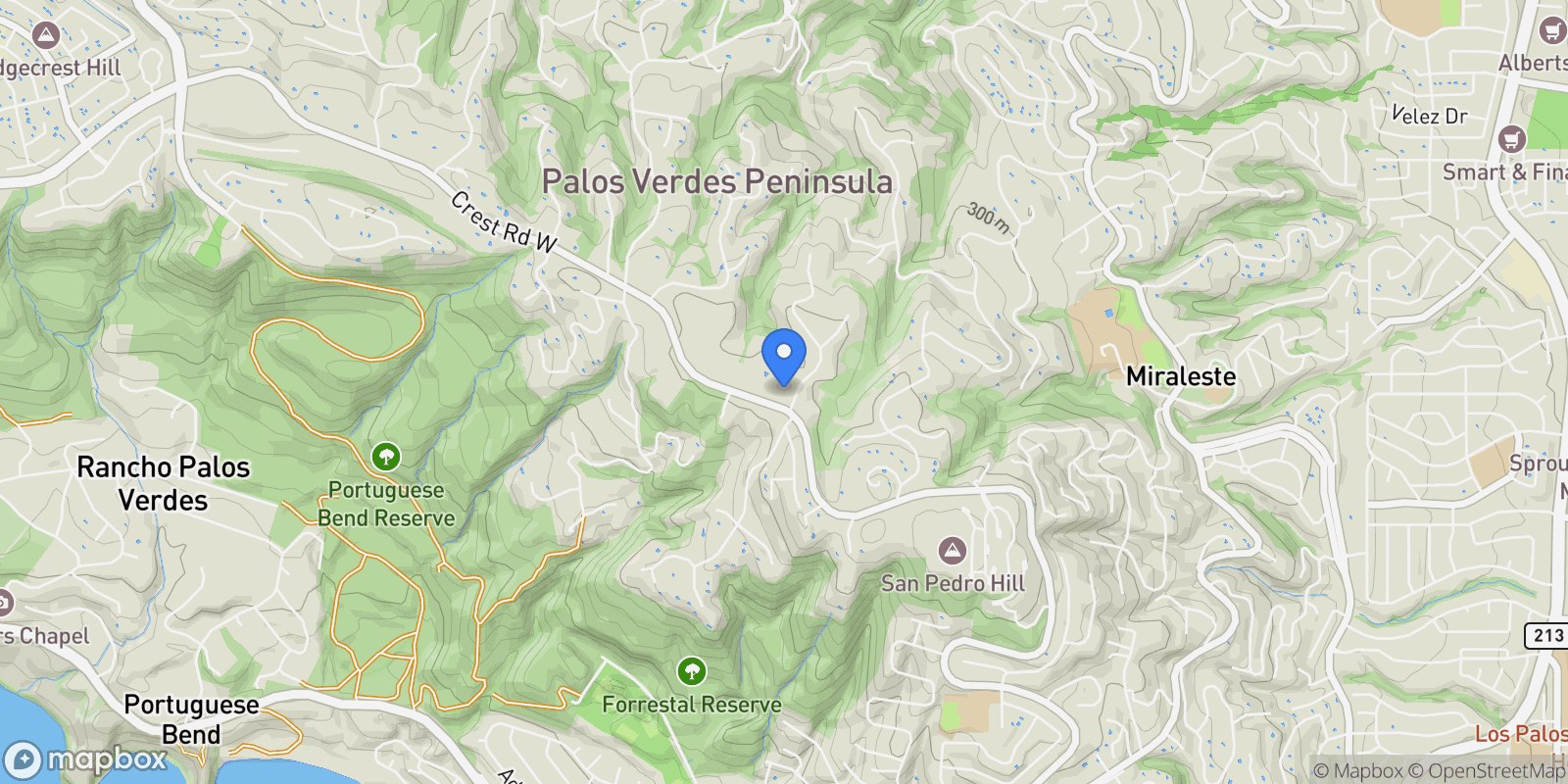 Map showing 34 Crest Road East , Rolling Hills, CA 90274, Rolling Hills Estates, California, United States.