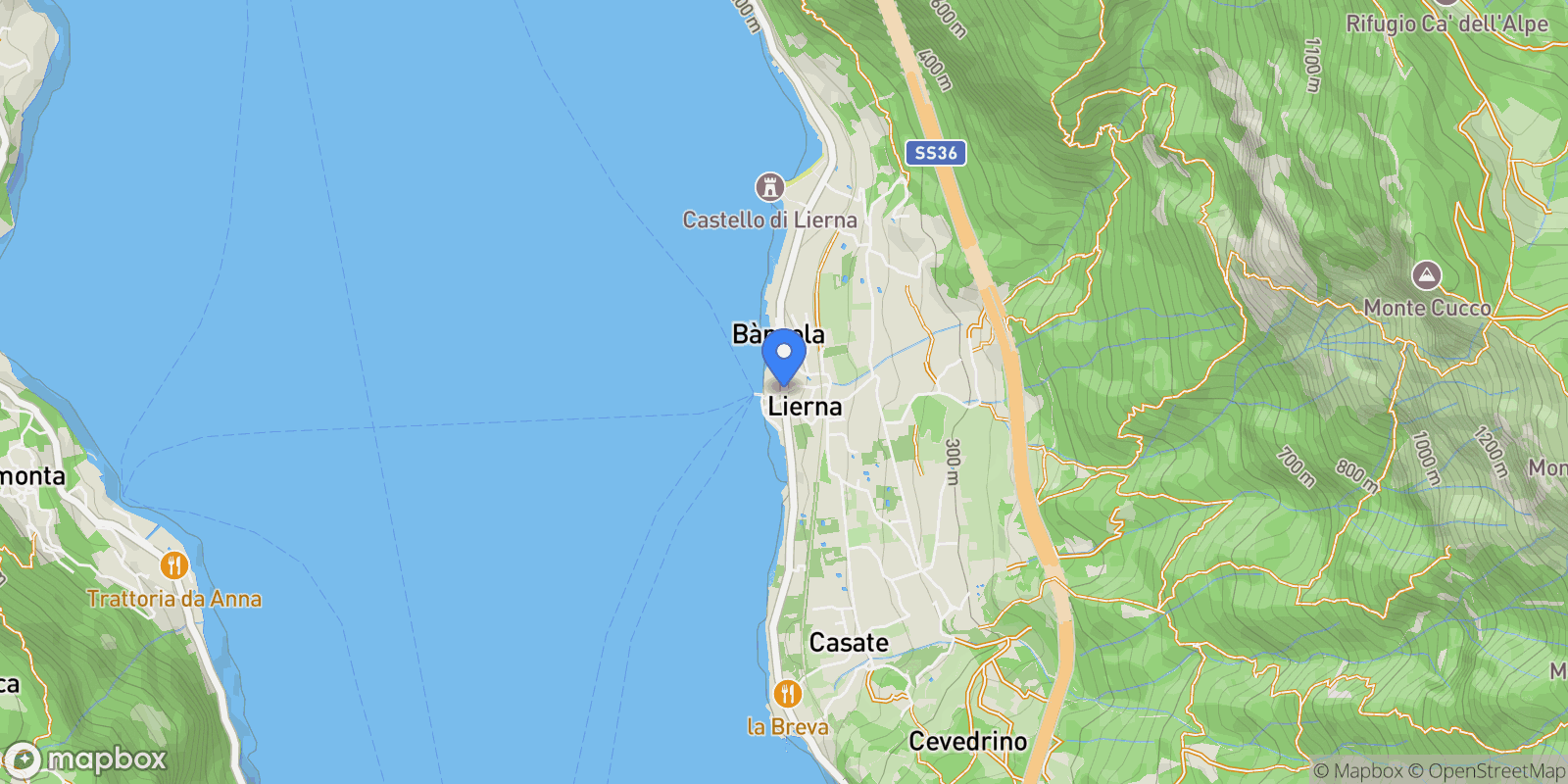 Map showing 23827 Lierna, Province of Lecco, Italy, Lierna, Lombardy, Italy.