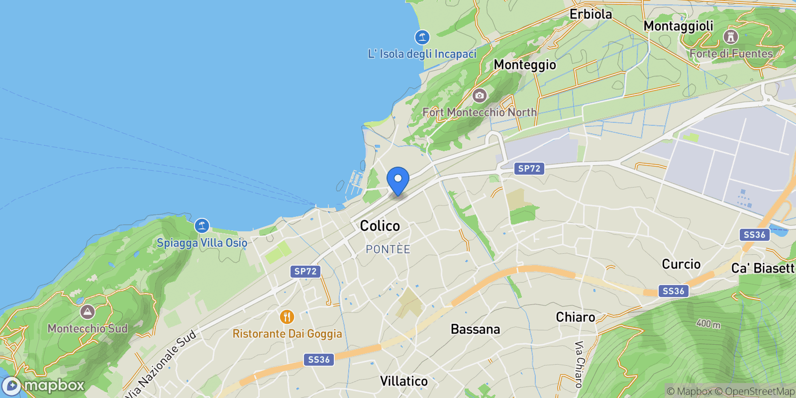 Map showing 23823 Colico, Province of Lecco, Italy, Colico Piano, Lombardy, Italy.