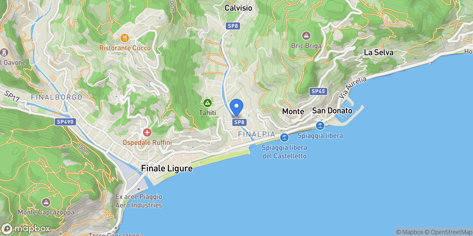 Map showing 17024 Finale Ligure, Province of Savona, Italy, Finale Ligure, Liguria, Italy.