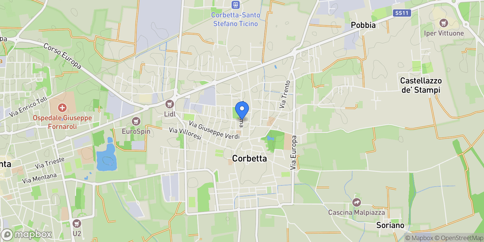 Map showing 20011 Corbetta, Metropolitan City of Milan, Italy, Corbetta, Lombardy, Italy.