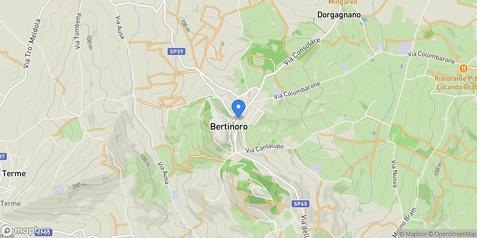 Map showing 47032 Bertinoro, Province of Forlì-Cesena, Italy, Bertinoro, Emilia-Romagna, Italy.