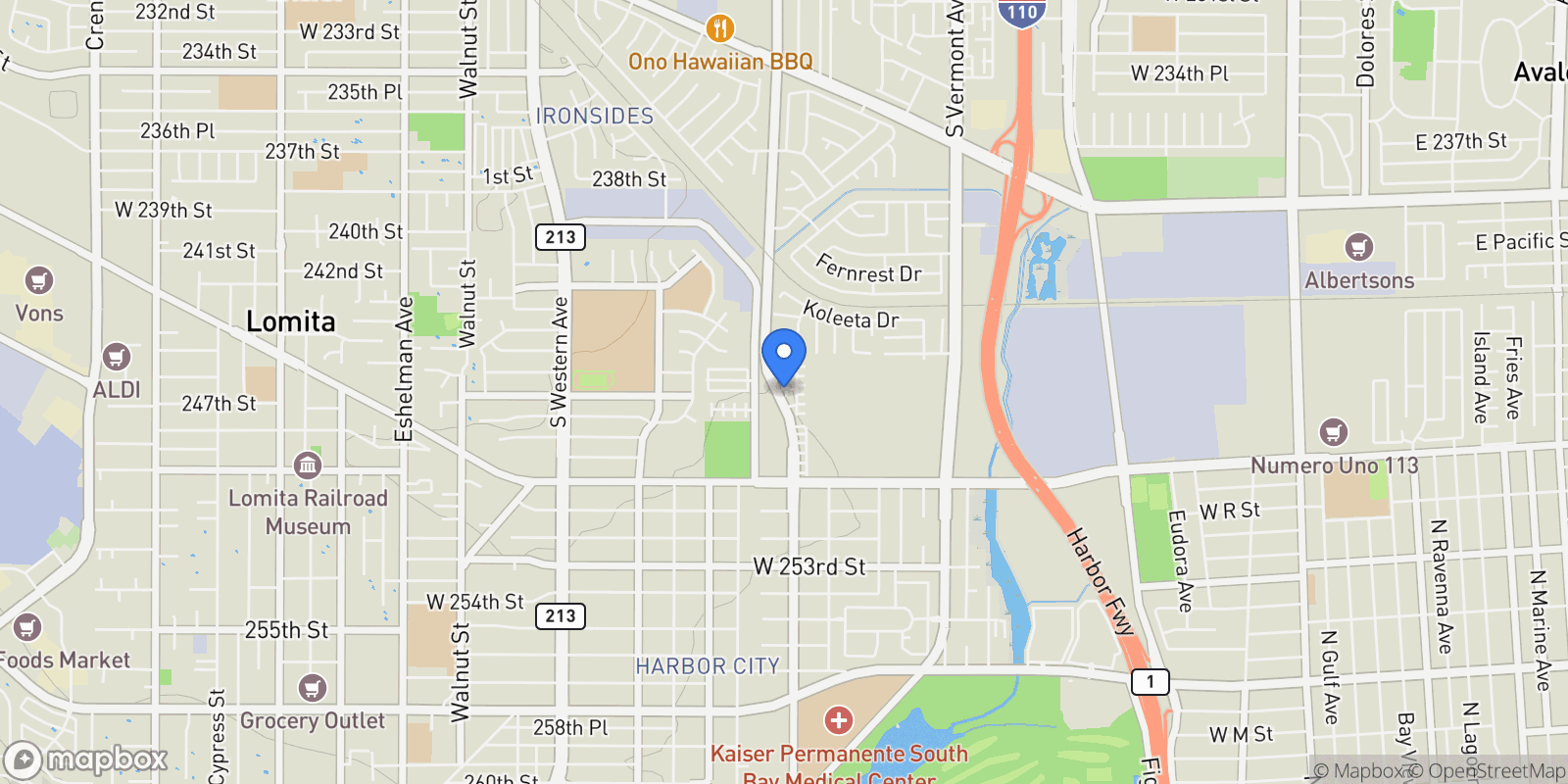 Map showing 24603 Westwind Place , West Carson, CA 90710, Los Angeles, California, United States.