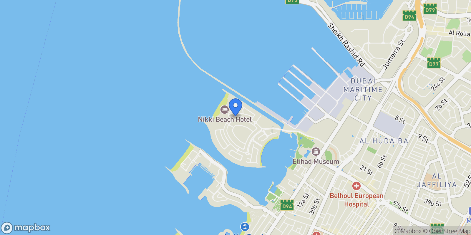 Map showing Pearl Jumeirah , United Arab Emirates, Dubai, Dubai, Dubai, United Arab Emirates.
