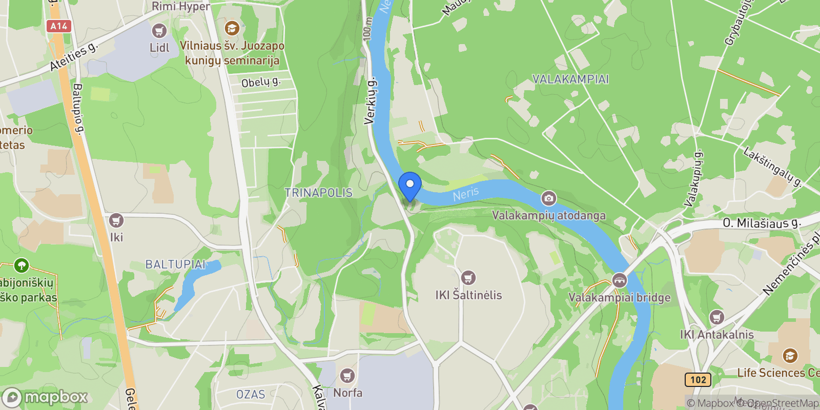 Map showing Verkiu Str. 51, Vilnius, 08341, TurniÅ¡kÄ—s, Vilnius County, Lithuania.