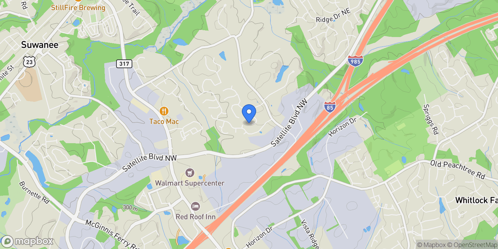 Map showing 3196 Drewmore Drive, Suwanee, Georgia, United States.