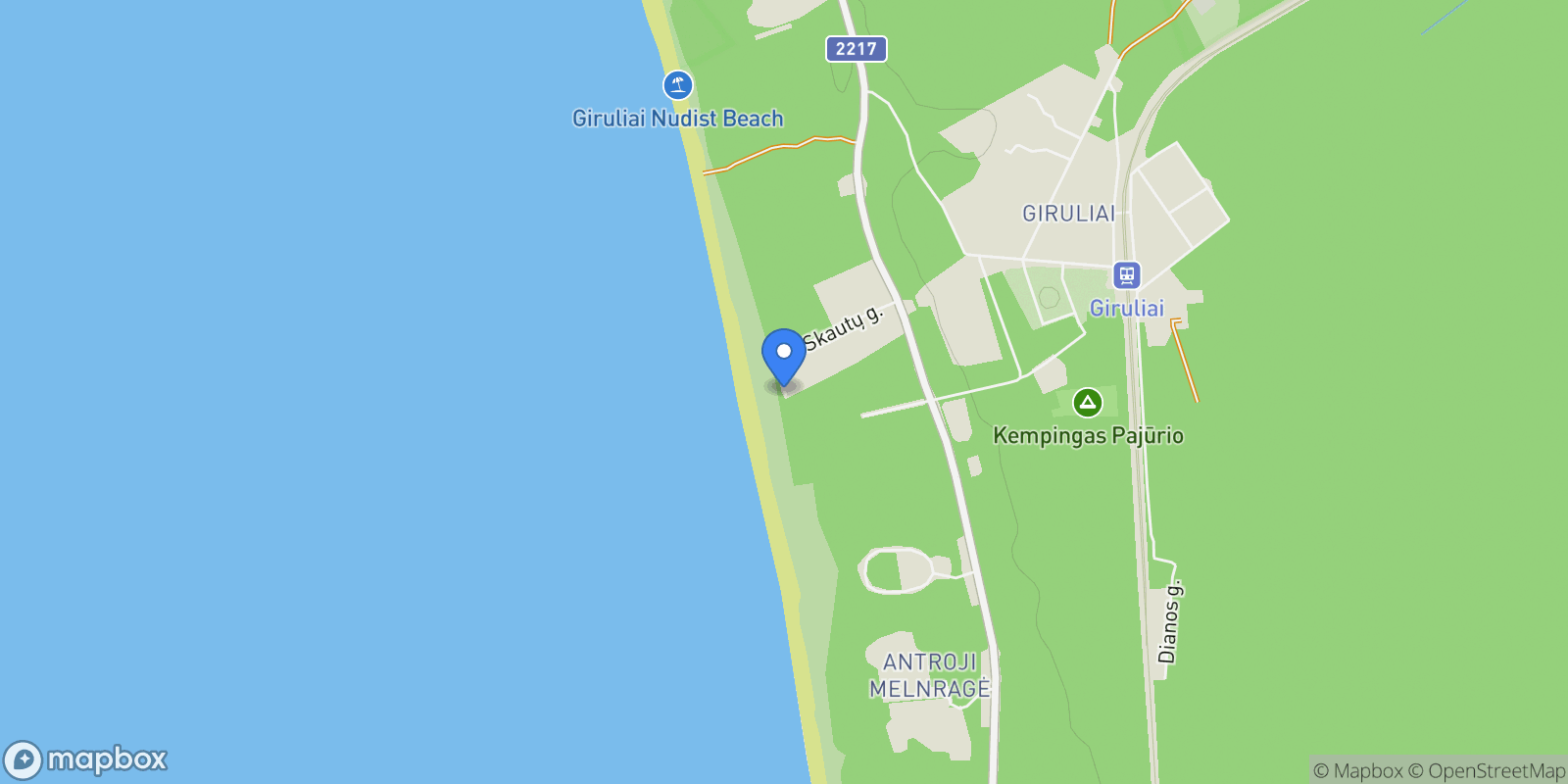 Map showing Skautu St, Klaipeda, KlaipÄ—da, KlaipÄ—da County, Lithuania.