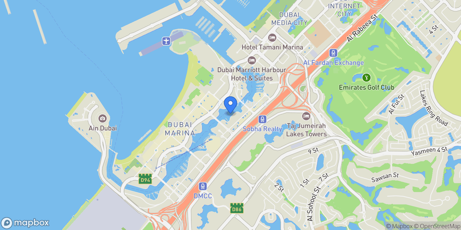 Map showing Dubai Marina, United Arab Emirates, Dubai, Dubai, United Arab Emirates.