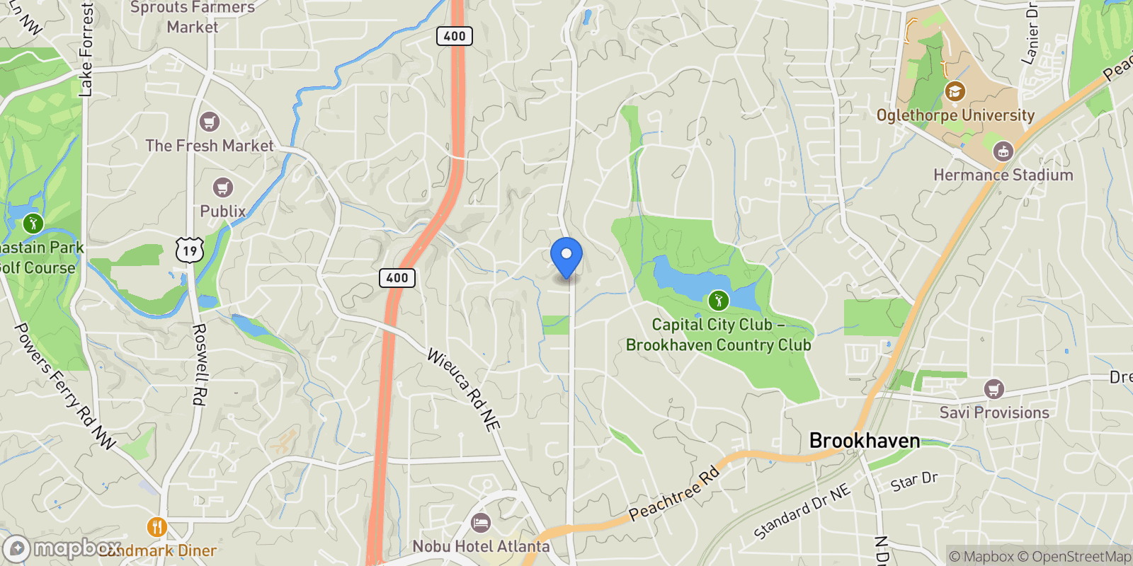 Map showing Atlanta, Georgia, United States.
