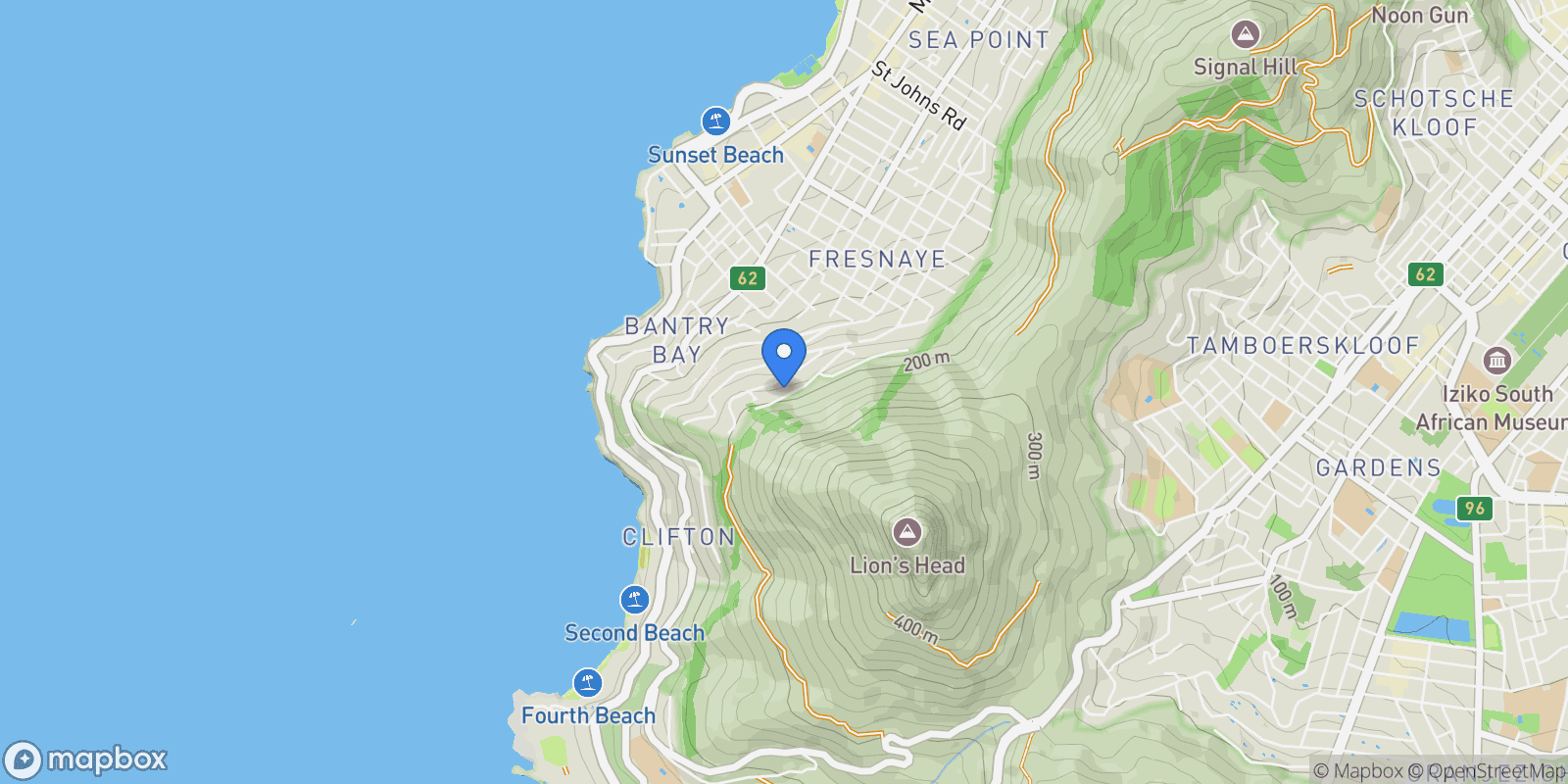 Map showing 24 Top Road, Cape Town, Western Cape, South Africa.