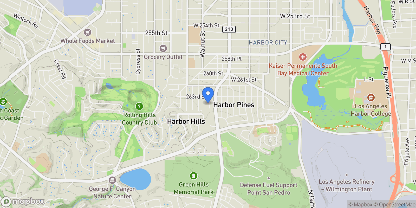 Map showing 26357 Hillcrest Avenue , Lomita, CA 90717, Lomita, California, United States.