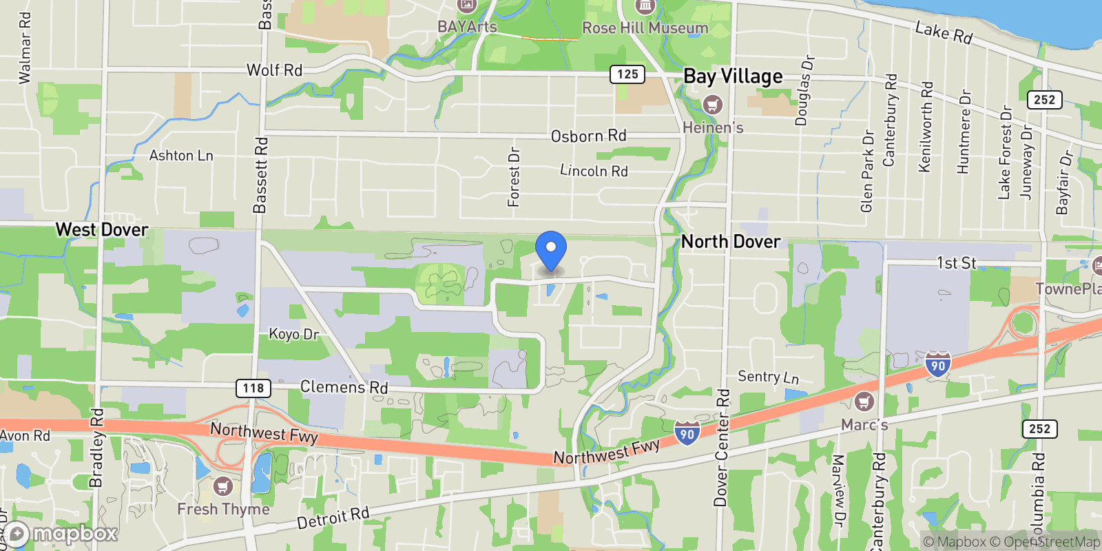 Map showing 798 N Greenway Drive, Westlake, Ohio, United States.