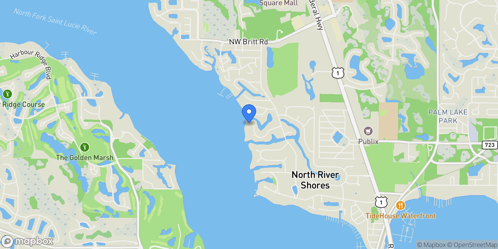 Map showing 1890 NW River Trl, Stuart, Florida, United States.