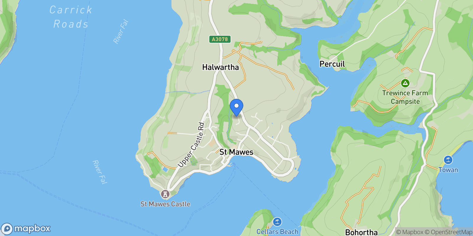 Map showing 13 Waterloo Close, St. Mawes, St Mawes, England, United Kingdom.