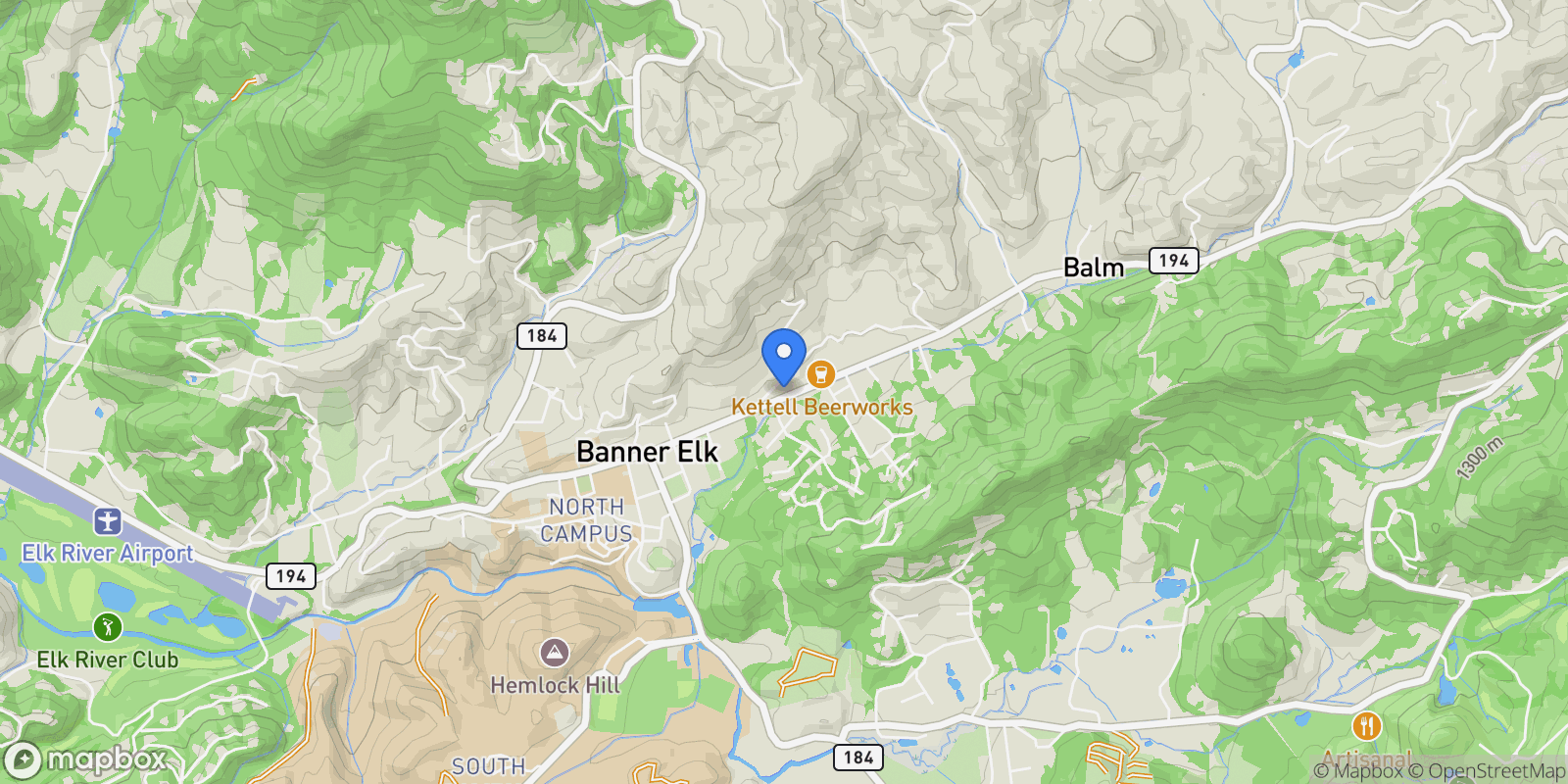 Map showing 407 Main, Banner Elk, NC, 28604, USA, Banner Elk, North Carolina, United States.