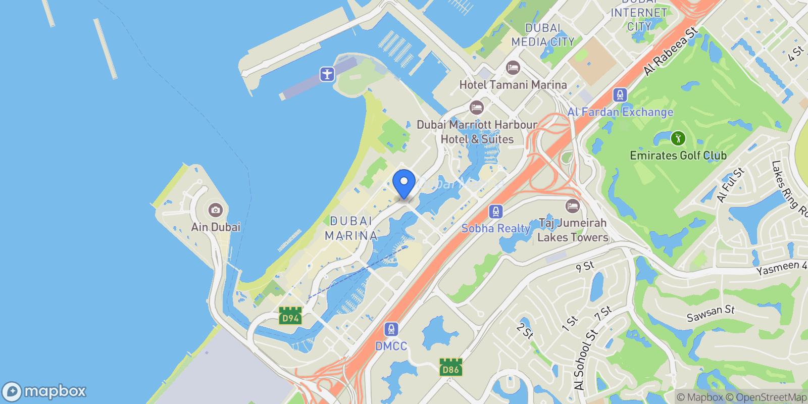Map showing Dubai Marina - Dubai - United Arab Emirates, Dubai, Dubai, United Arab Emirates.