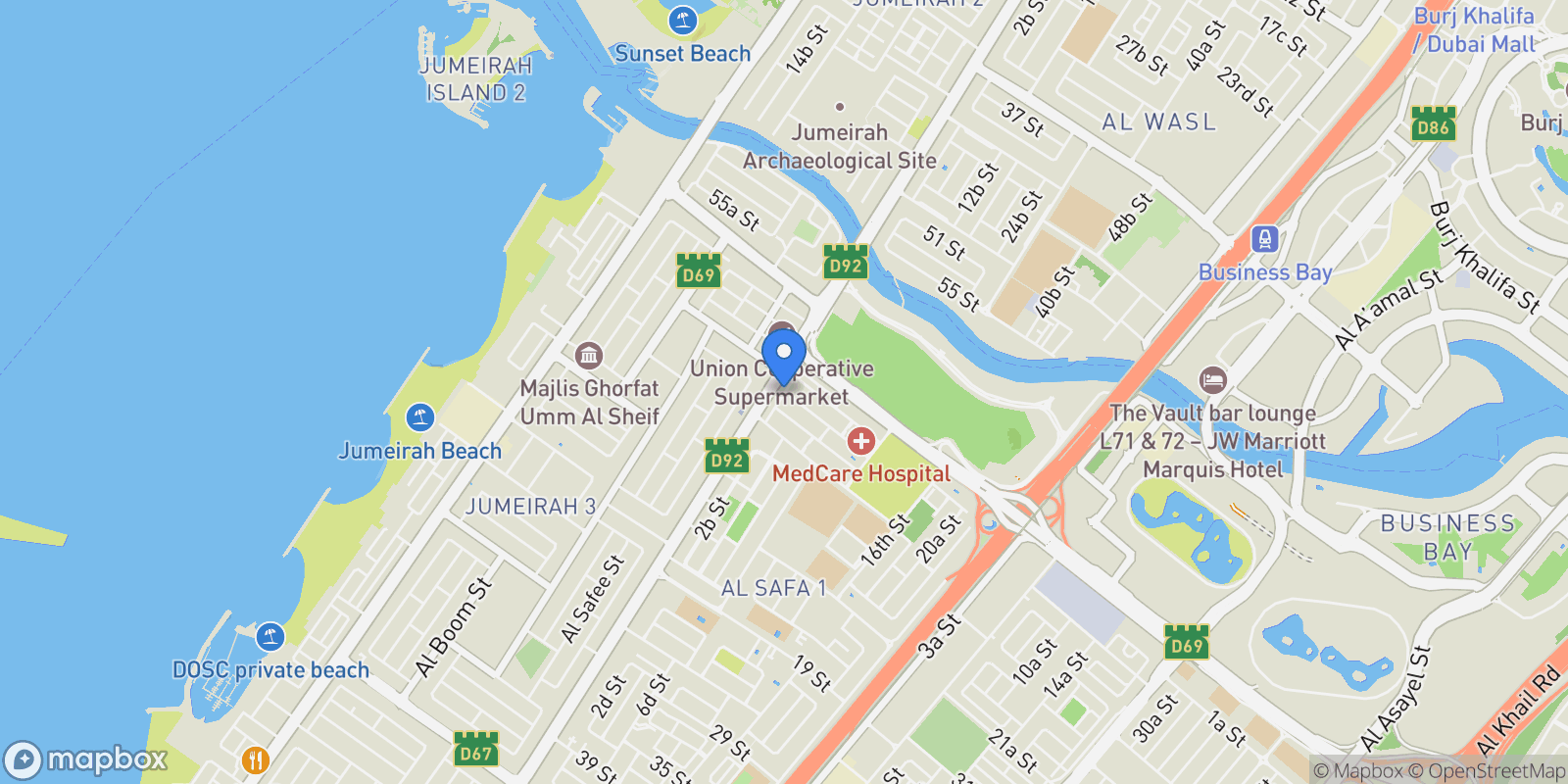 Map showing 2A St - Al Safa - Al Safa 1 - Dubai - United Arab Emirates, Dubai, Dubai, United Arab Emirates.