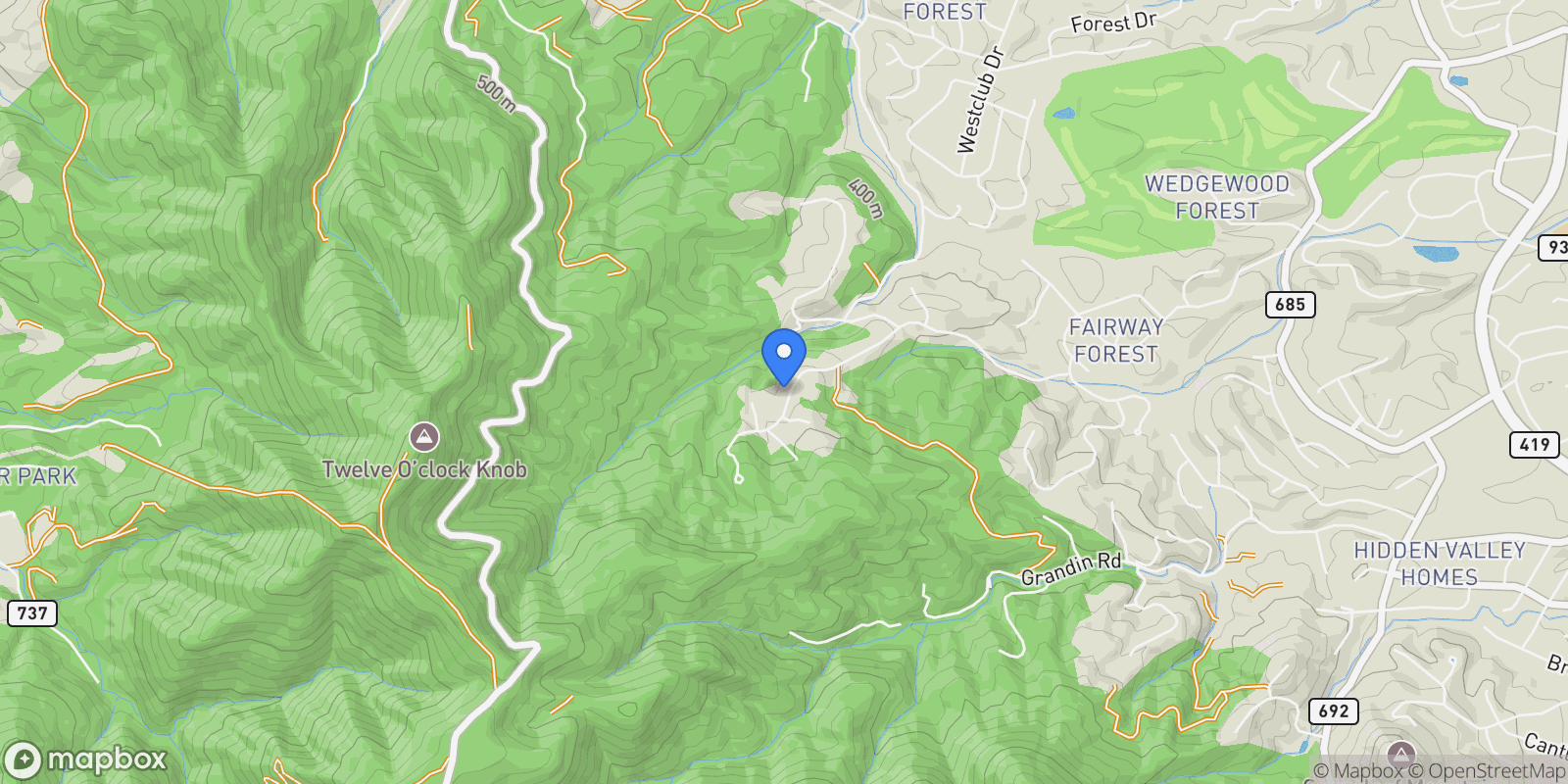 Map showing 6787 Hidden Woods DR, Roanoke, VA 24018, Cave Spring, Virginia, United States.