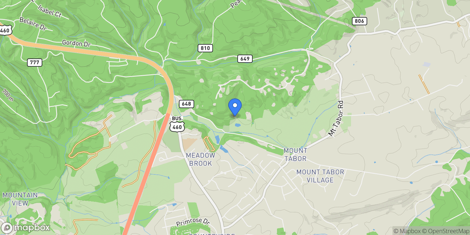 Map showing 701 Bishop Road, Blacksburg, VA 24060, Blacksburg, Virginia, United States.