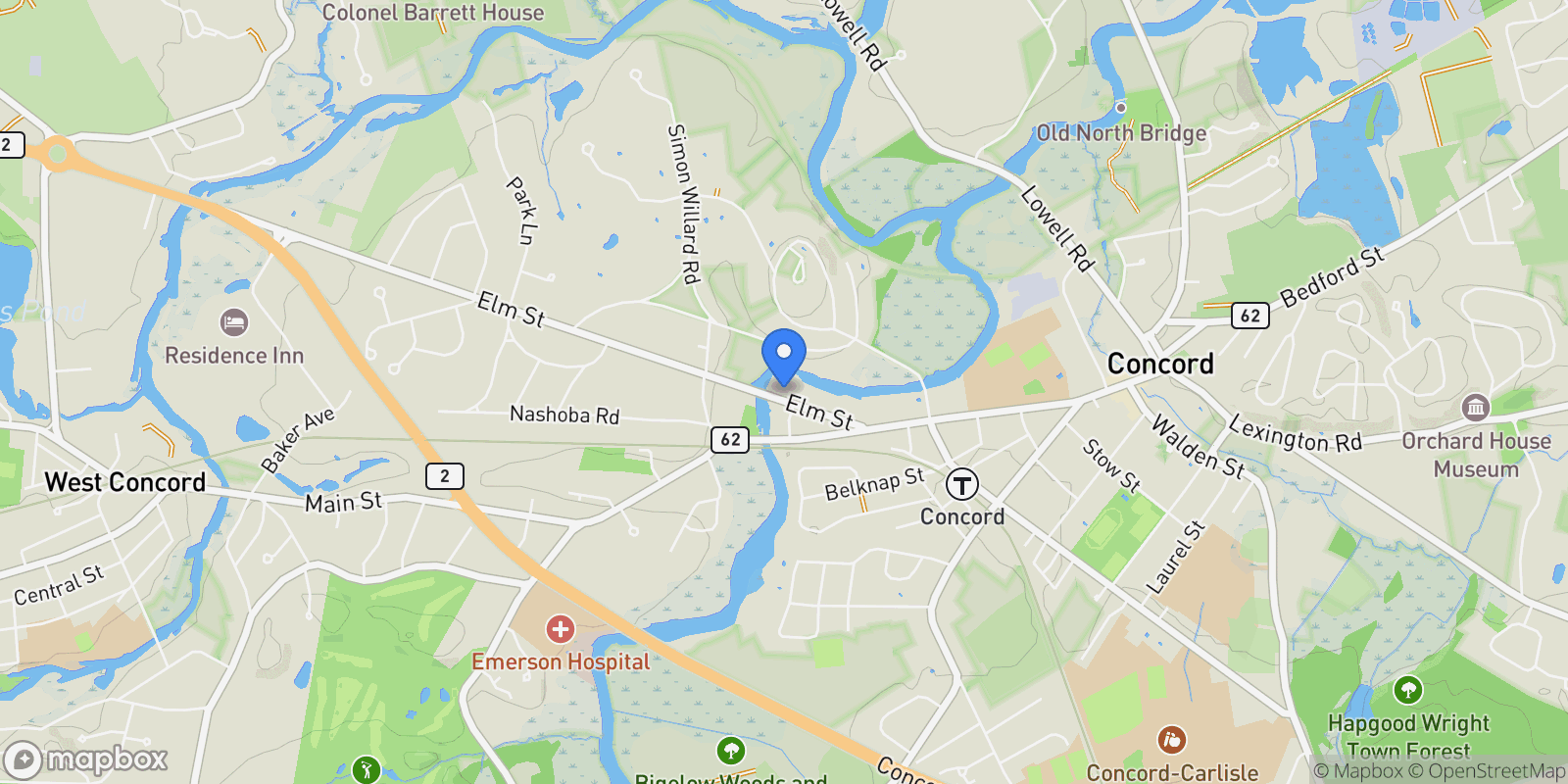 Map showing 106 Elm Street , Concord, MA 01742, Concord, Massachusetts, United States.