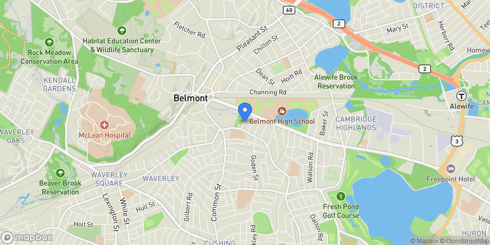 Map showing 1 Spinney Terrace , Belmont, MA 02478, Belmont, Massachusetts, United States.