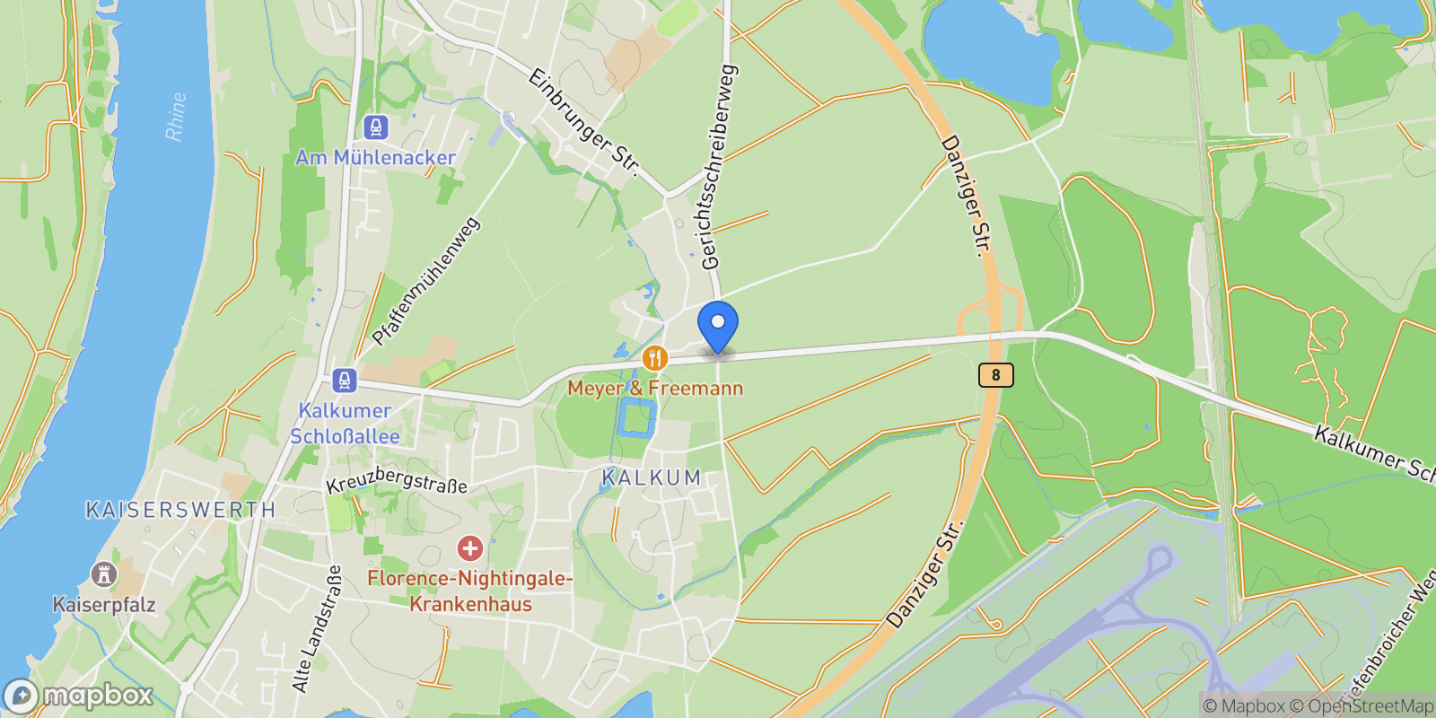 Map showing Kalkum, 40 Düsseldorf-District 5, Germany, Düsseldorf, North Rhine-Westphalia, Germany.