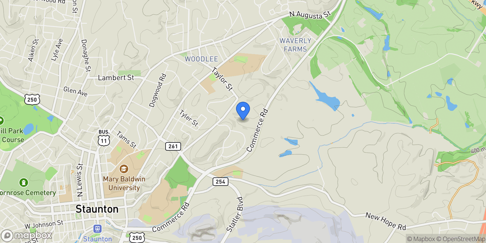 Map showing 1004 BEVERLEY ST E, Staunton, VA 24401, Staunton, Virginia, United States.