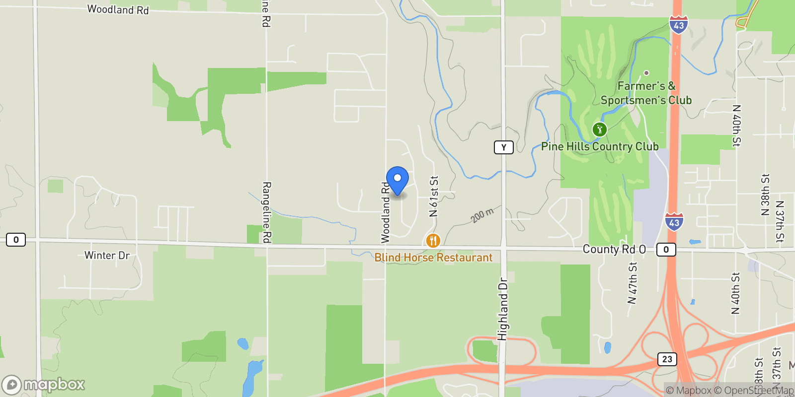 Map showing N6188 Shadybrook Ln, Sheboygan, Wisconsin, United States.