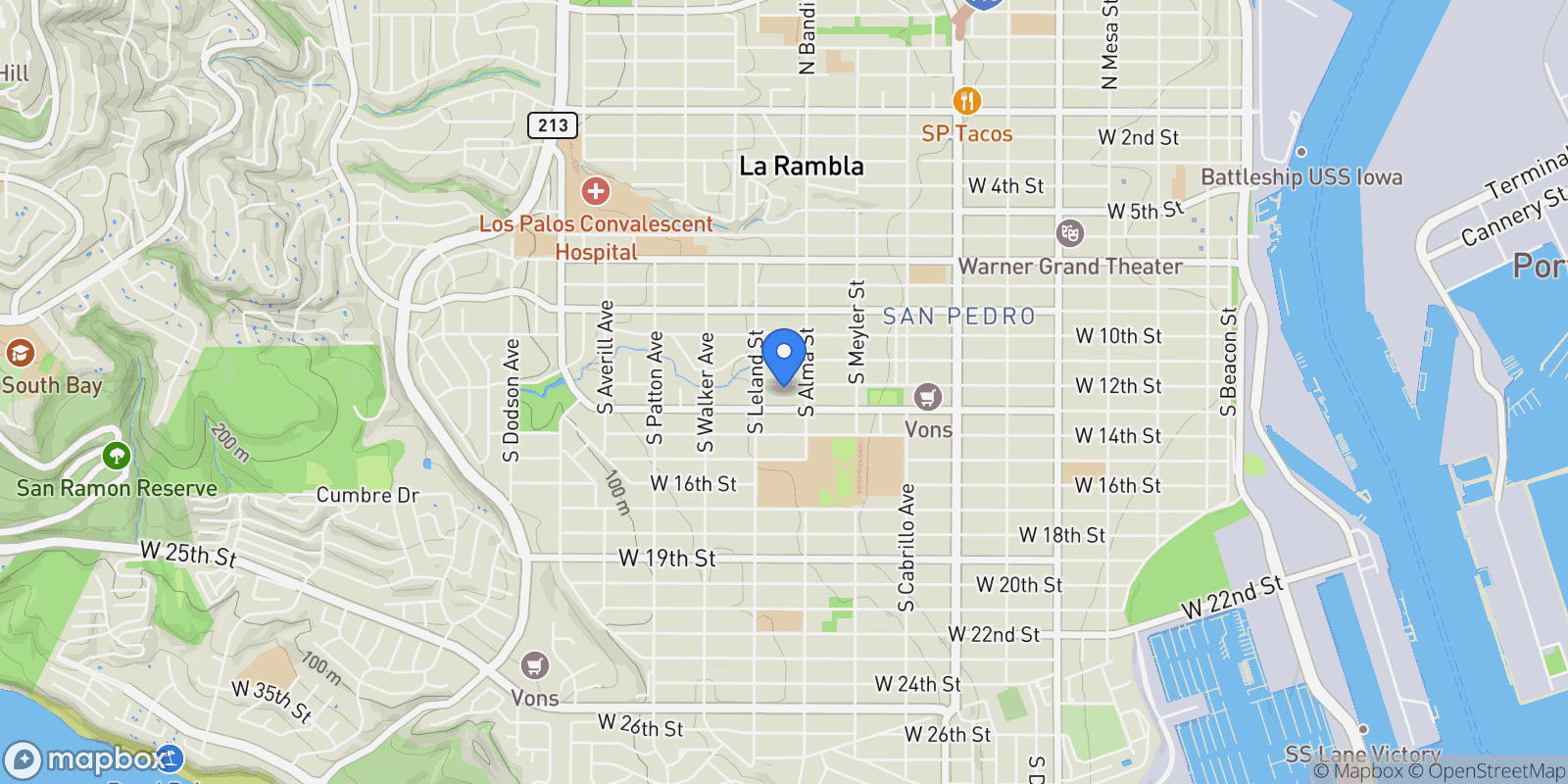 Map showing 1043 West 12th Street #C , Los Angeles, CA 90731, Los Angeles, California, United States.