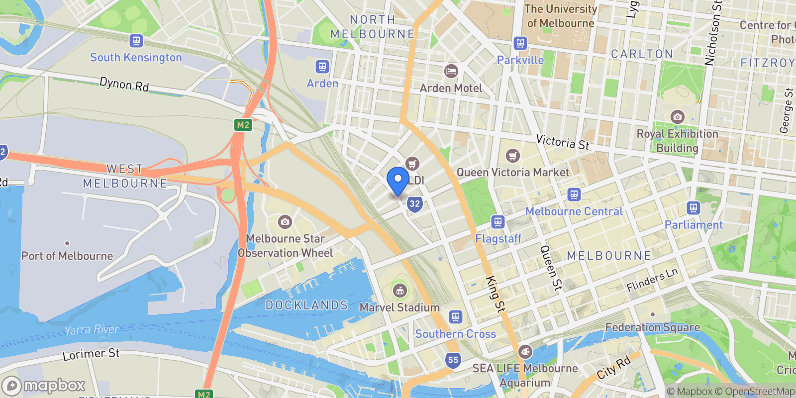 Map showing West Melbourne, Adderley Street, West Melbourne, Victoria, Australia.