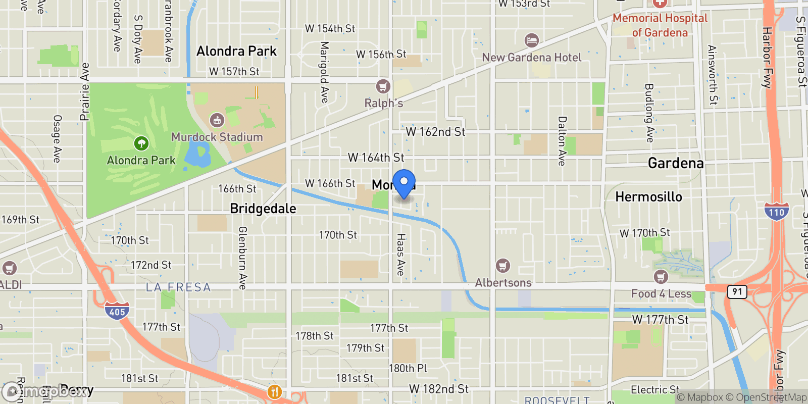 Map showing 16626 Haas Avenue , Torrance, CA 90504, Torrance, California, United States.